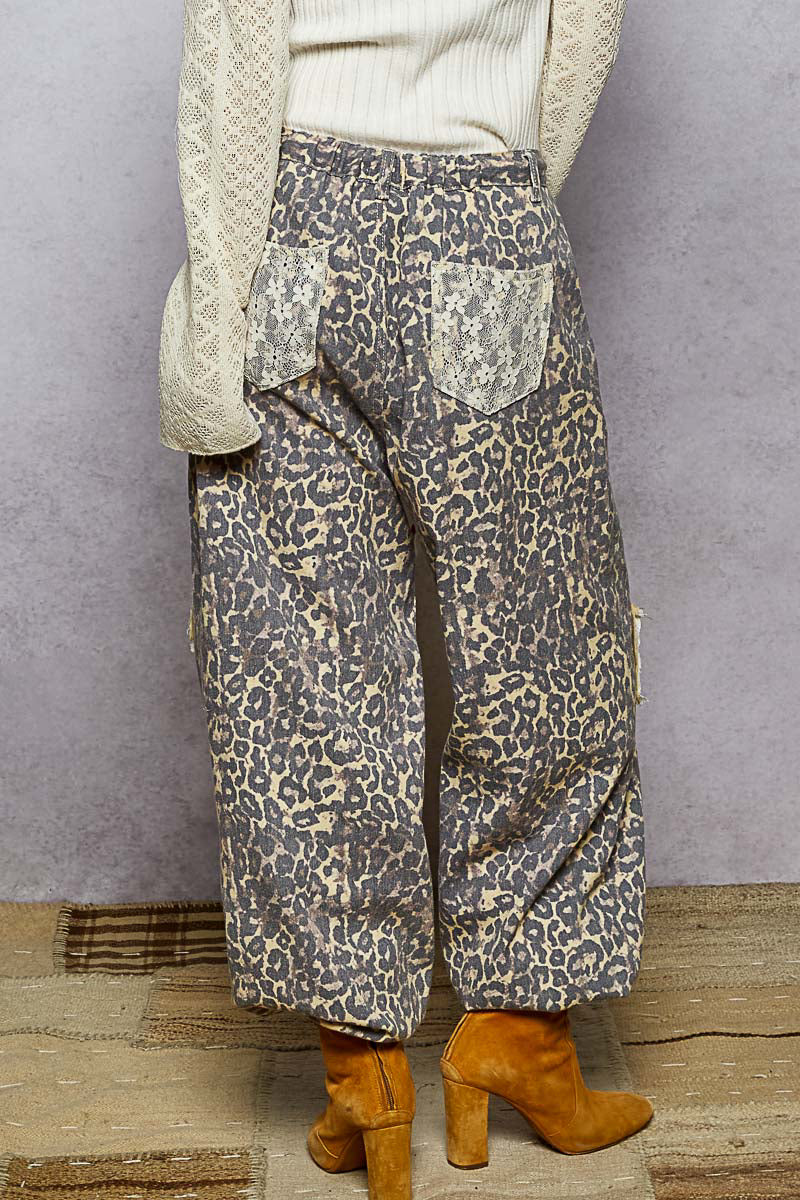 Vintage Leopard Print Patchwork Boho Pants