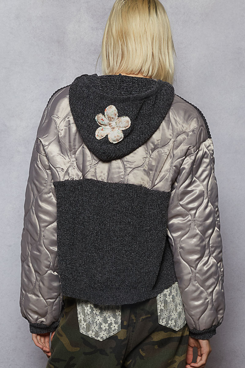 Floral Appliqué Cropped Knit Cardigan