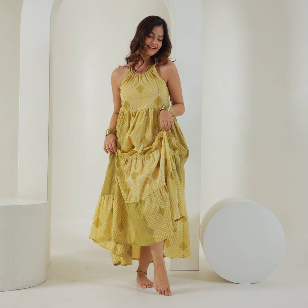 Shibori Hand-Dyed Maxi Dress (Udvita)