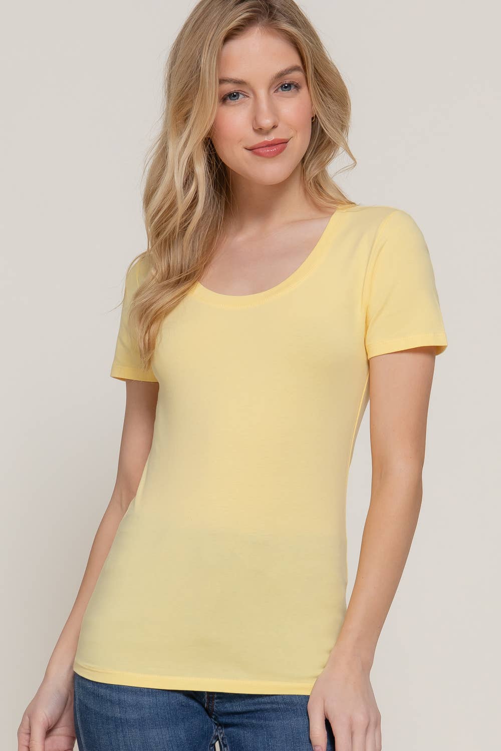 Short Sleeve Scoop Neck Cotton Jersey Top