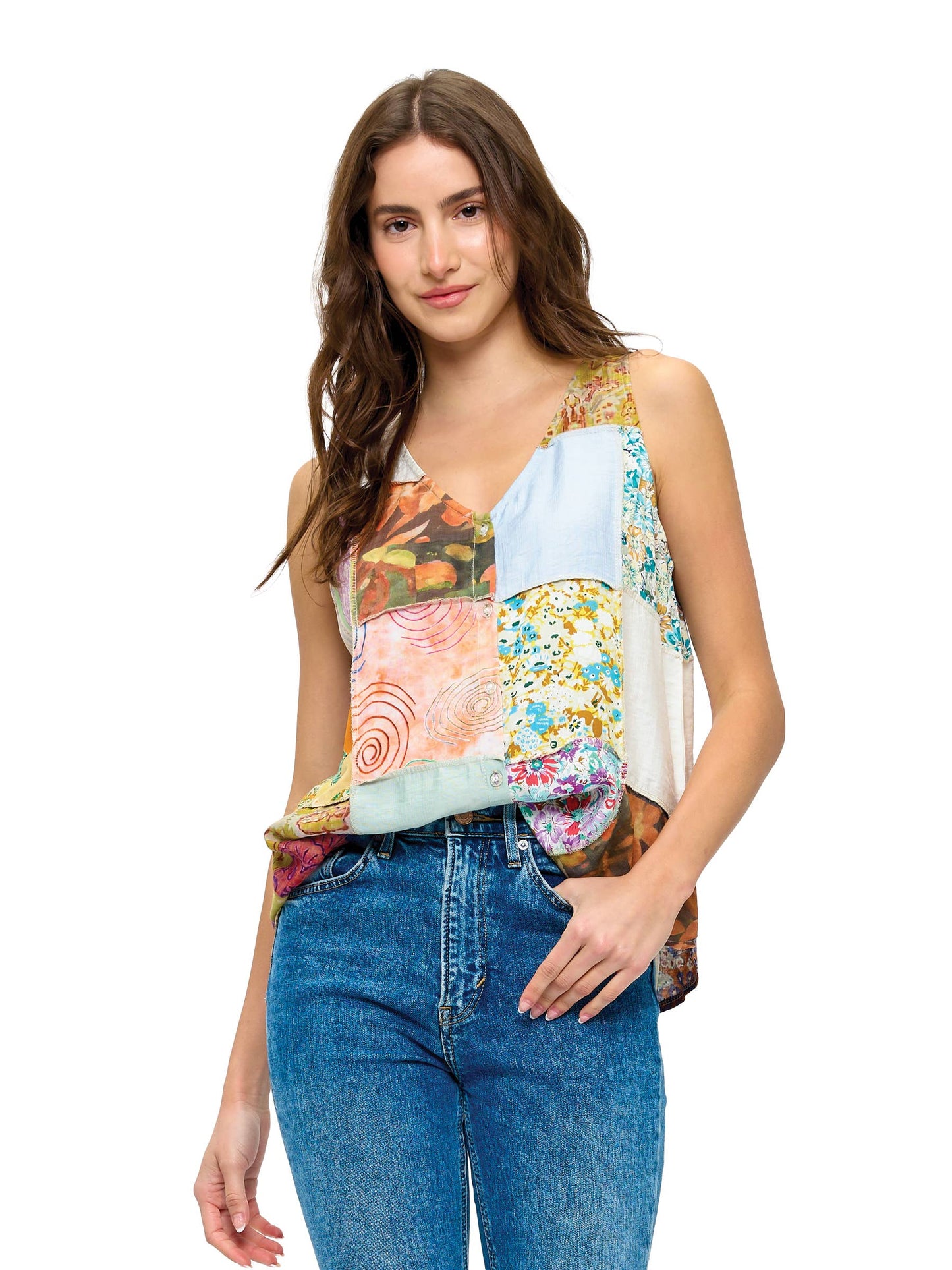 Boho Floral Patchwork Top