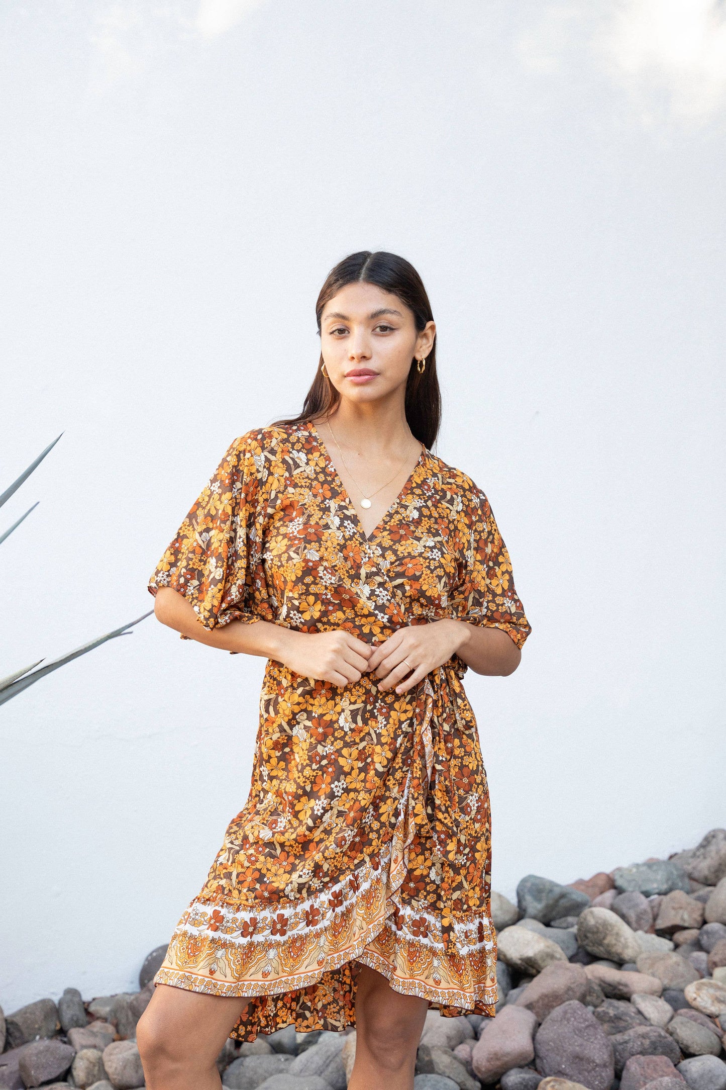 Priya Wrap Dress (Retro Brown)