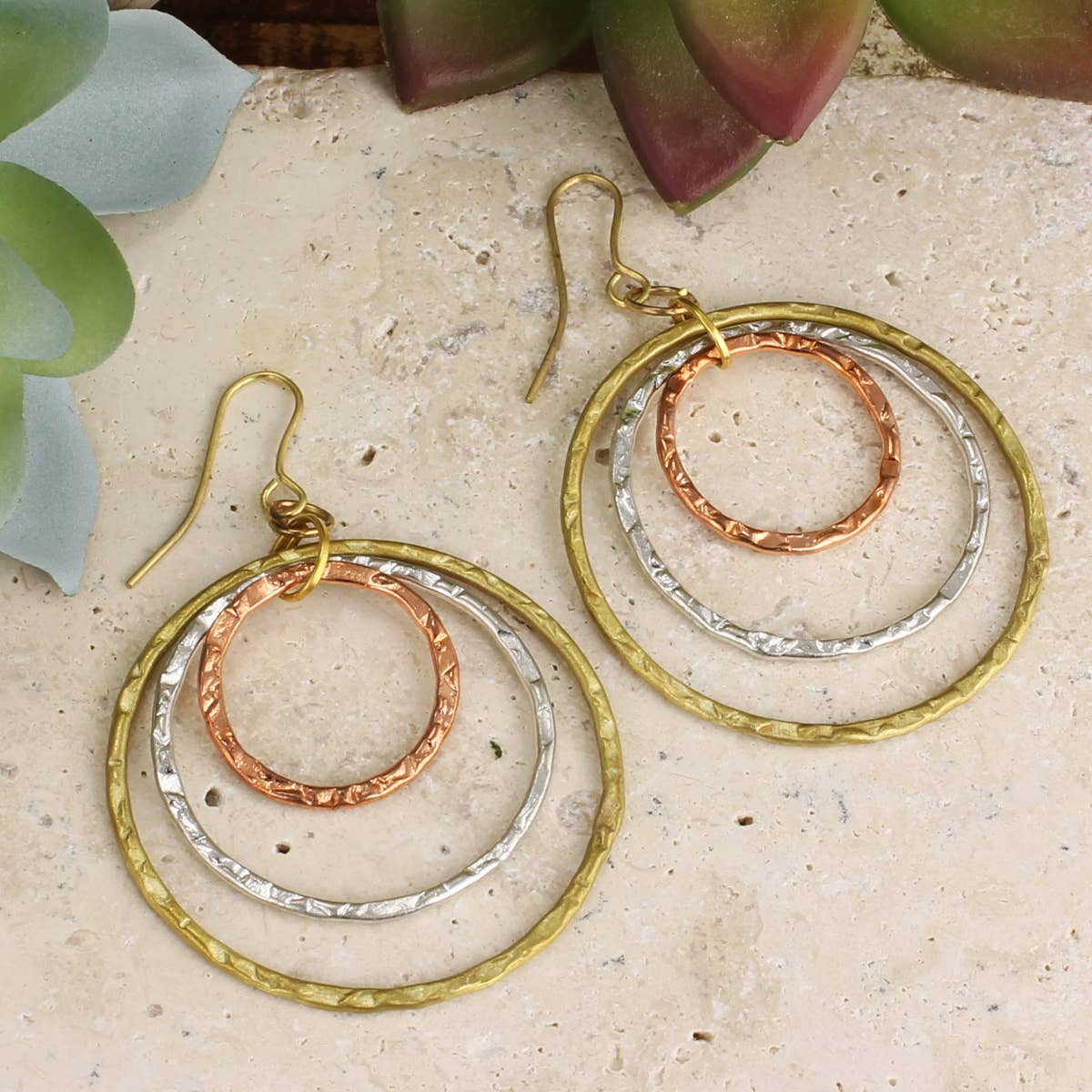 Mix it Up Mixed Metal Round Layer Earring