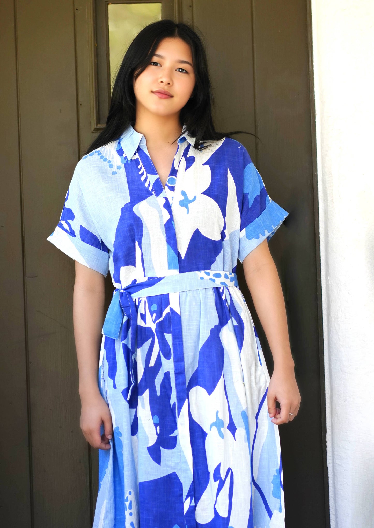 Brigitte Abstract Print Dress Blue Multi 