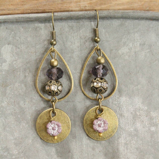 Rich In Purple Bling Dangle Drop Earrings