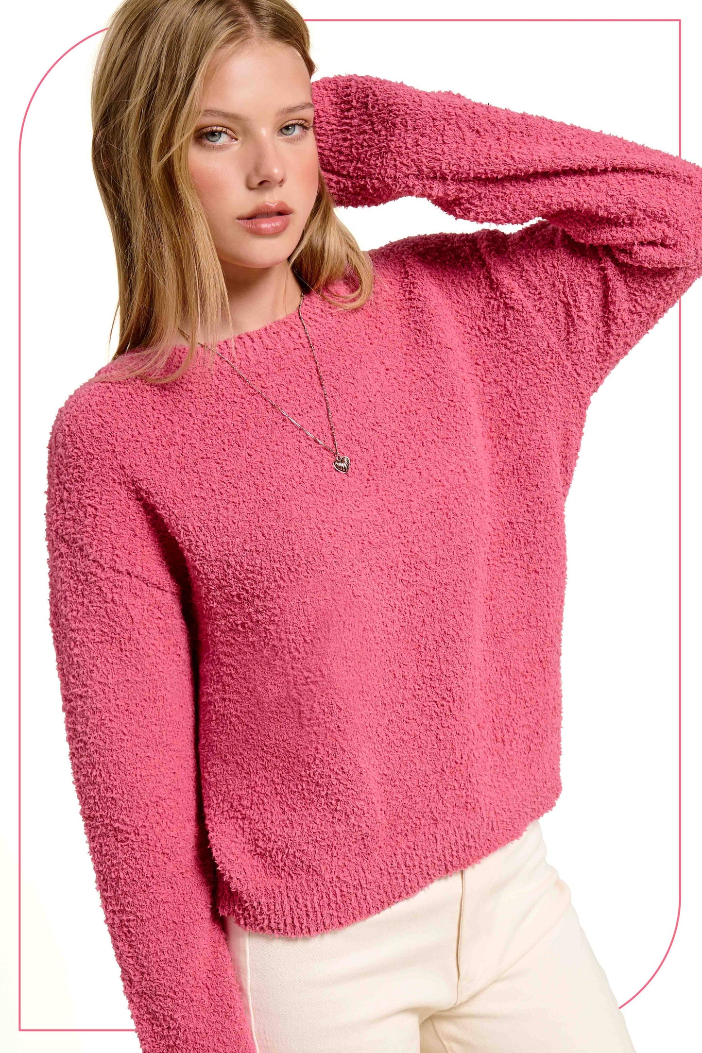 Fuzzy Reversible Drawstring V-Neck Sweater