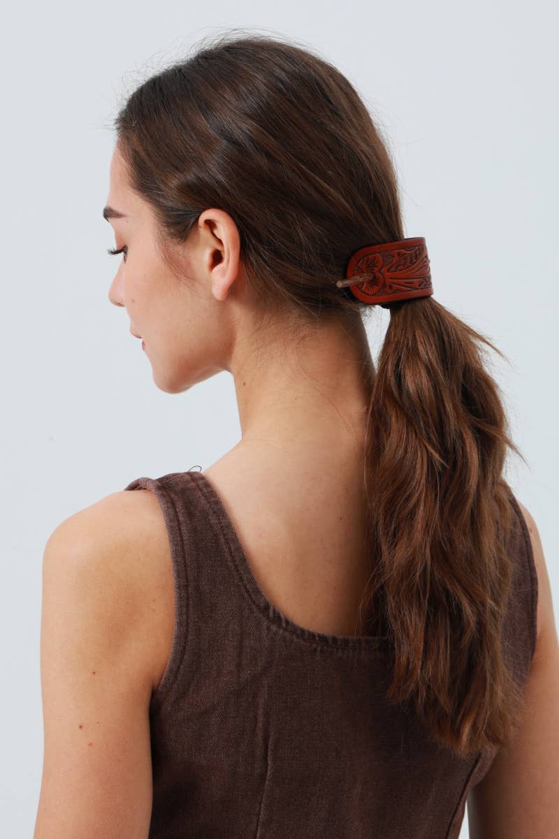Western Carved Hide Hair Stick – Frontier Hair Styling Tool
