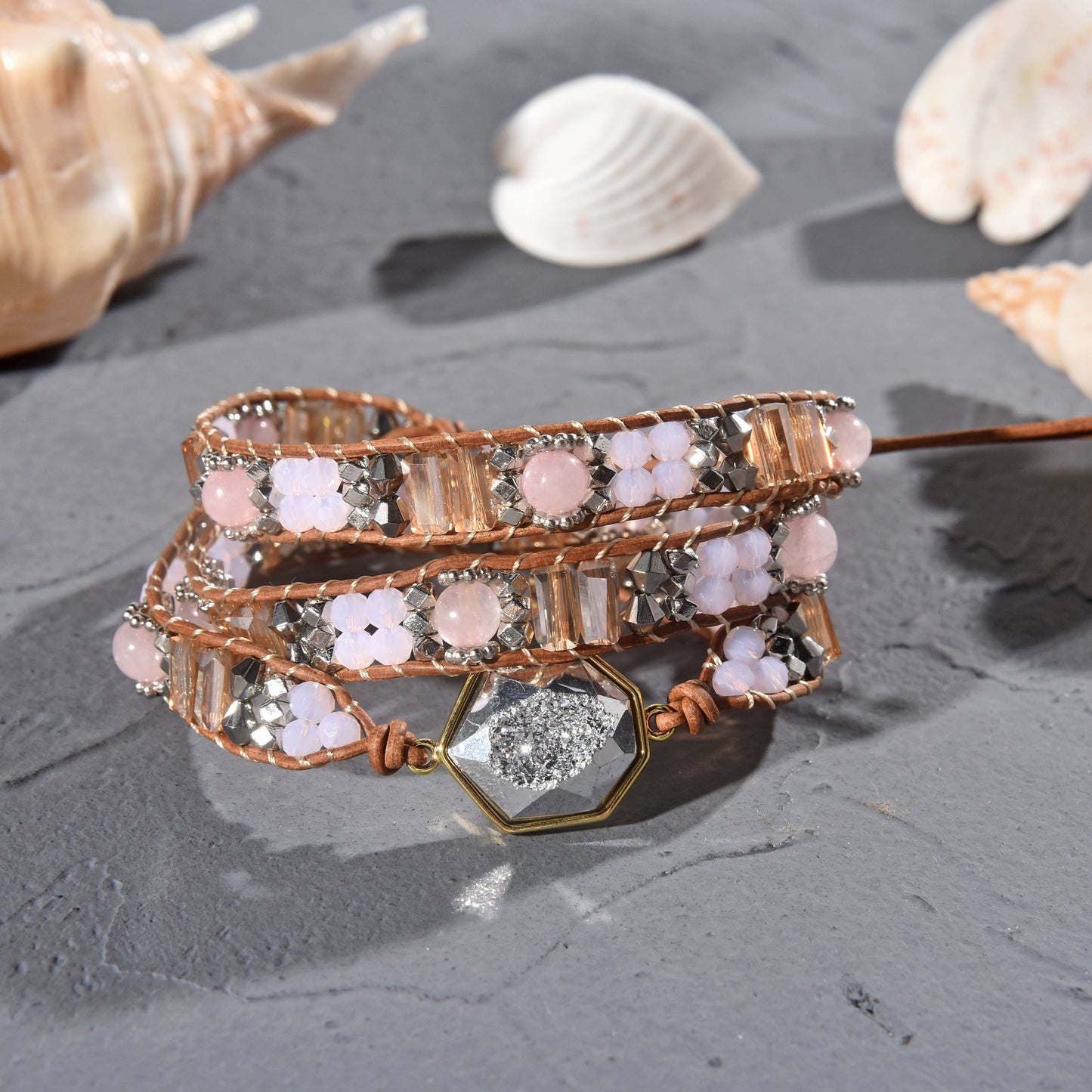Hand Crafted Rose Quartz Super Bracelet.