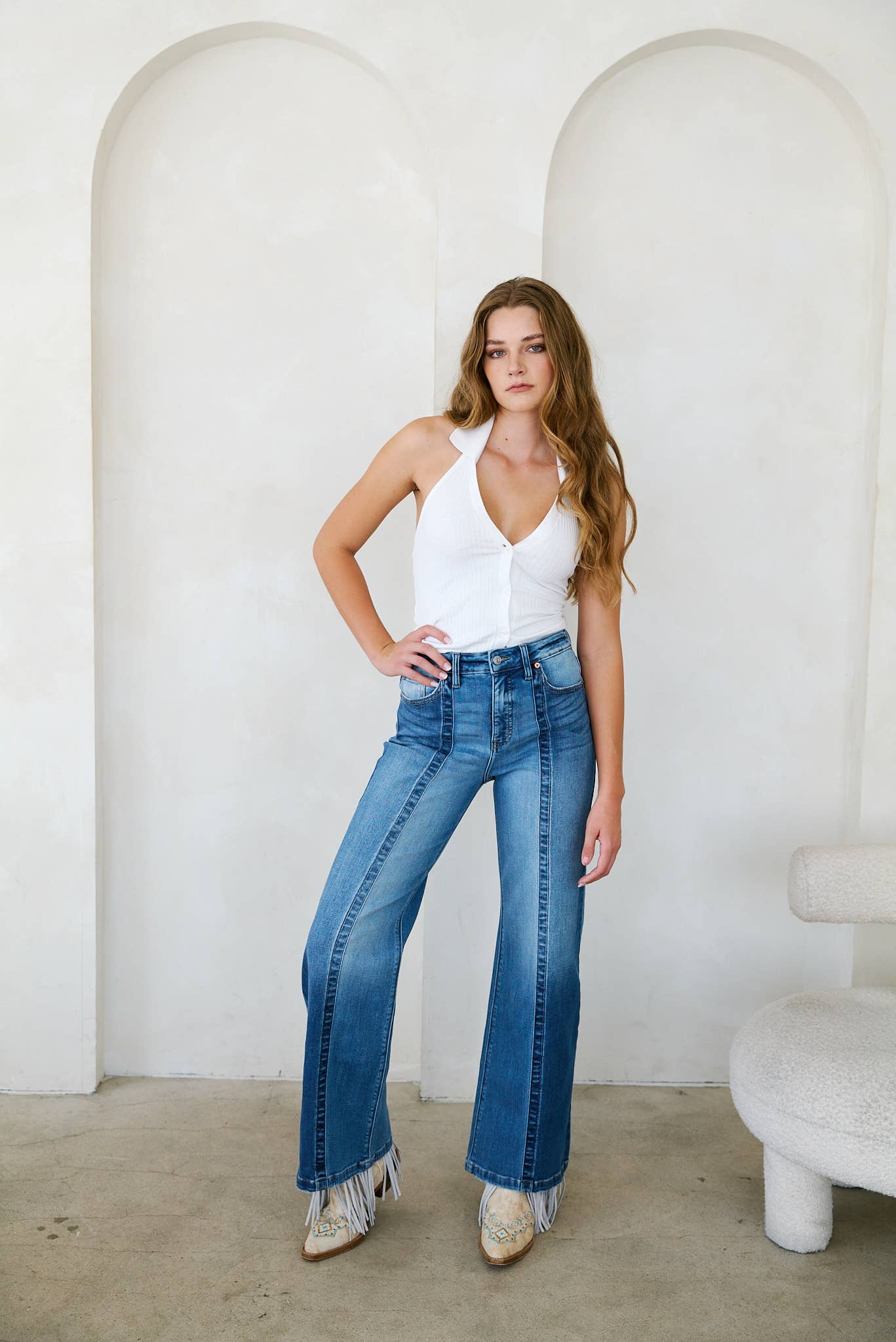 TUMMY CONTROL 90'S VINTAGE HIGH RISE STRETCH WIDE JEANS