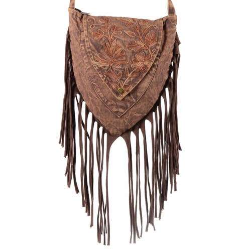 Triangle Boho Shoulder Bag | Stonewashed Cotton | Handmade