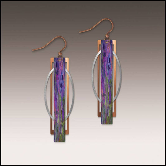 Purple Geometric Multilayer Metal Accent Handmade Earrings