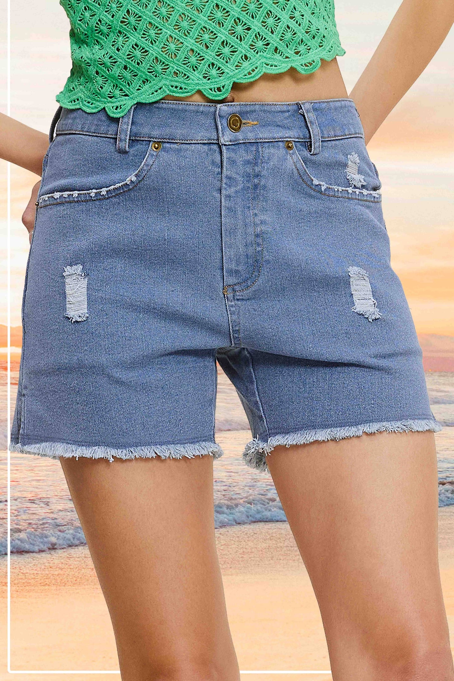 HCP4224-Basic Colored Denim Shorts Game Day Halloween