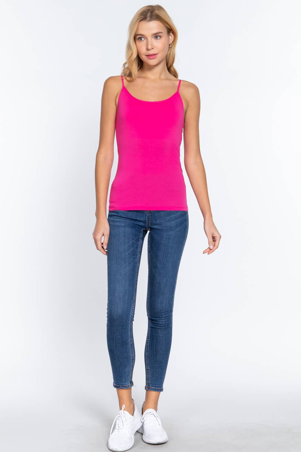 Basic Adjustable Spaghetti Strap Cropped Cami with Shelf Bra
