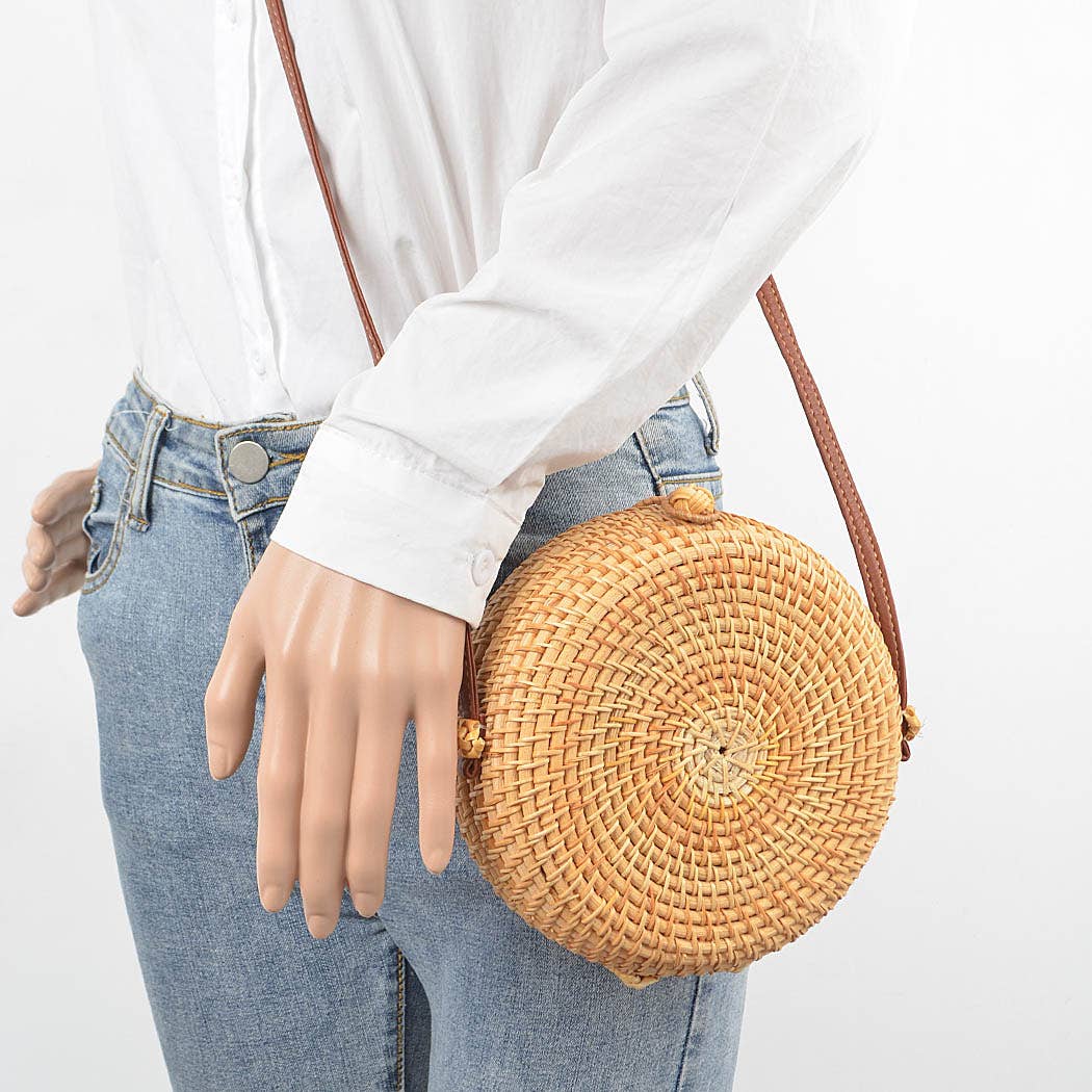 Bamboo Round Crossbody Bag