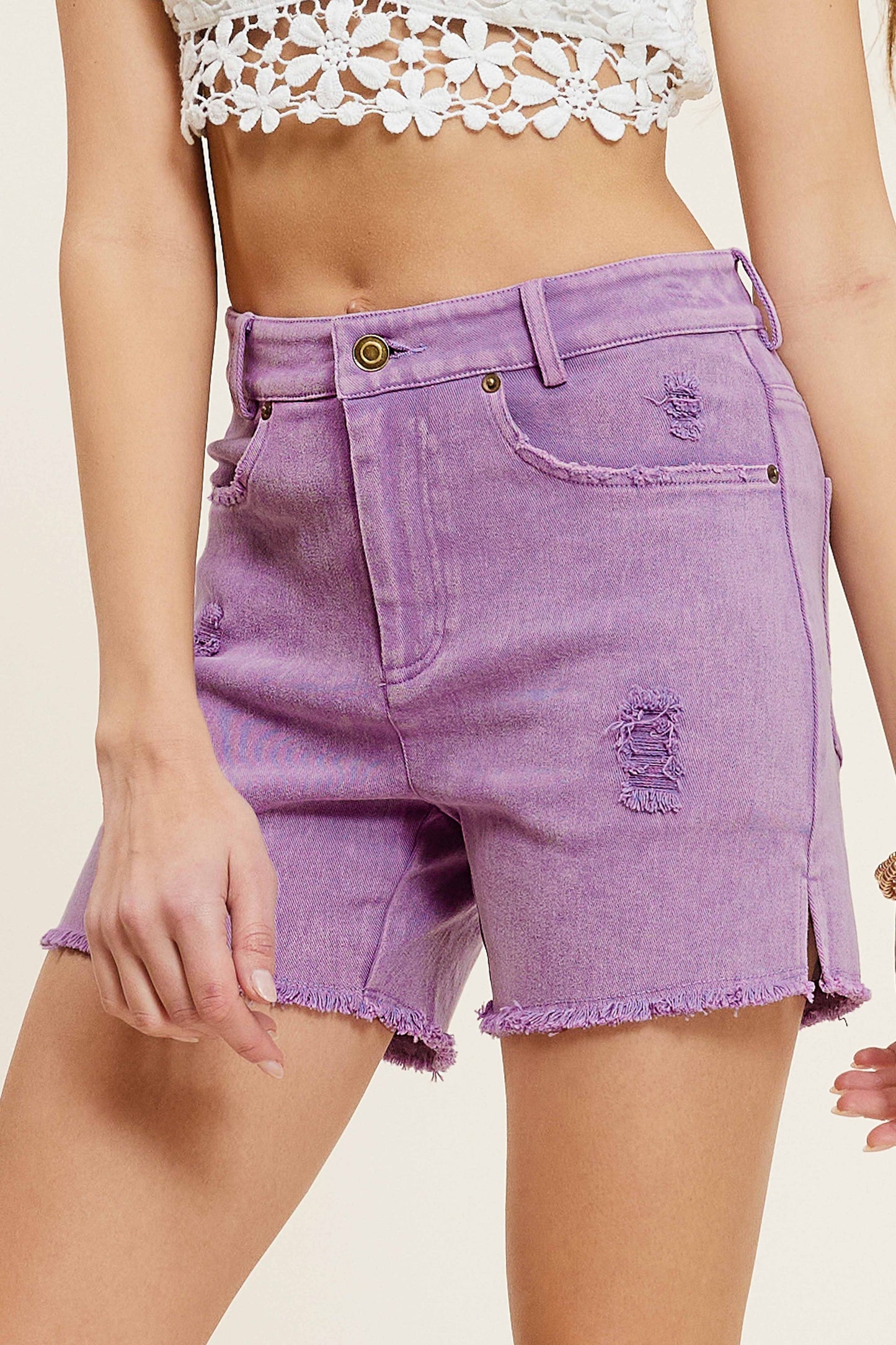 HCP4224-Basic Colored Denim Shorts Game Day Halloween