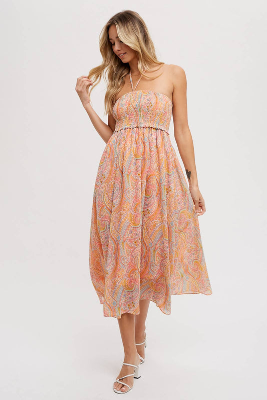 HALTER SMOCKING MIDI DRESS & MAXI SKIRT