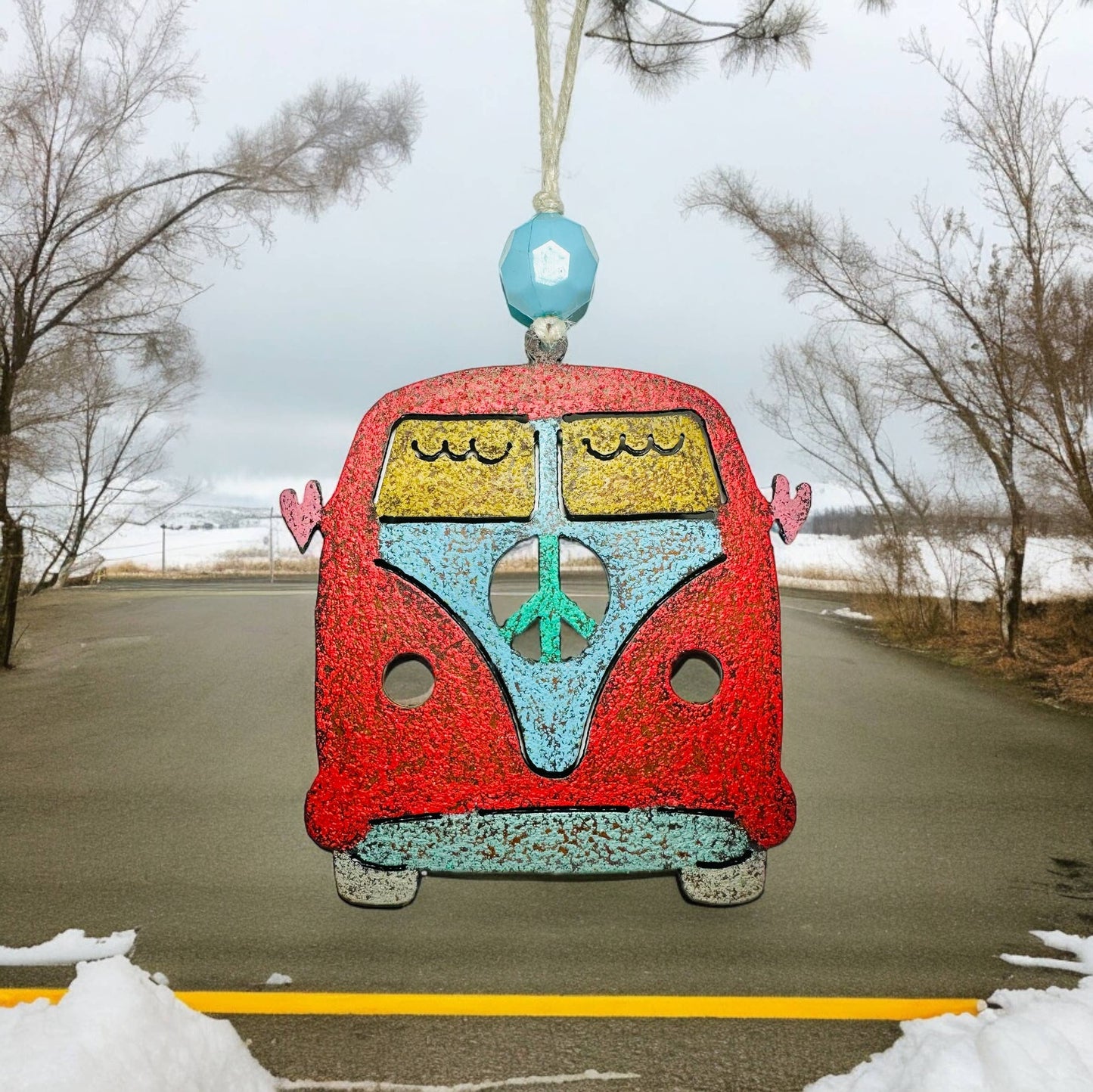 VW Bus ornament Peace Sign hippie metal gifts Garden USA