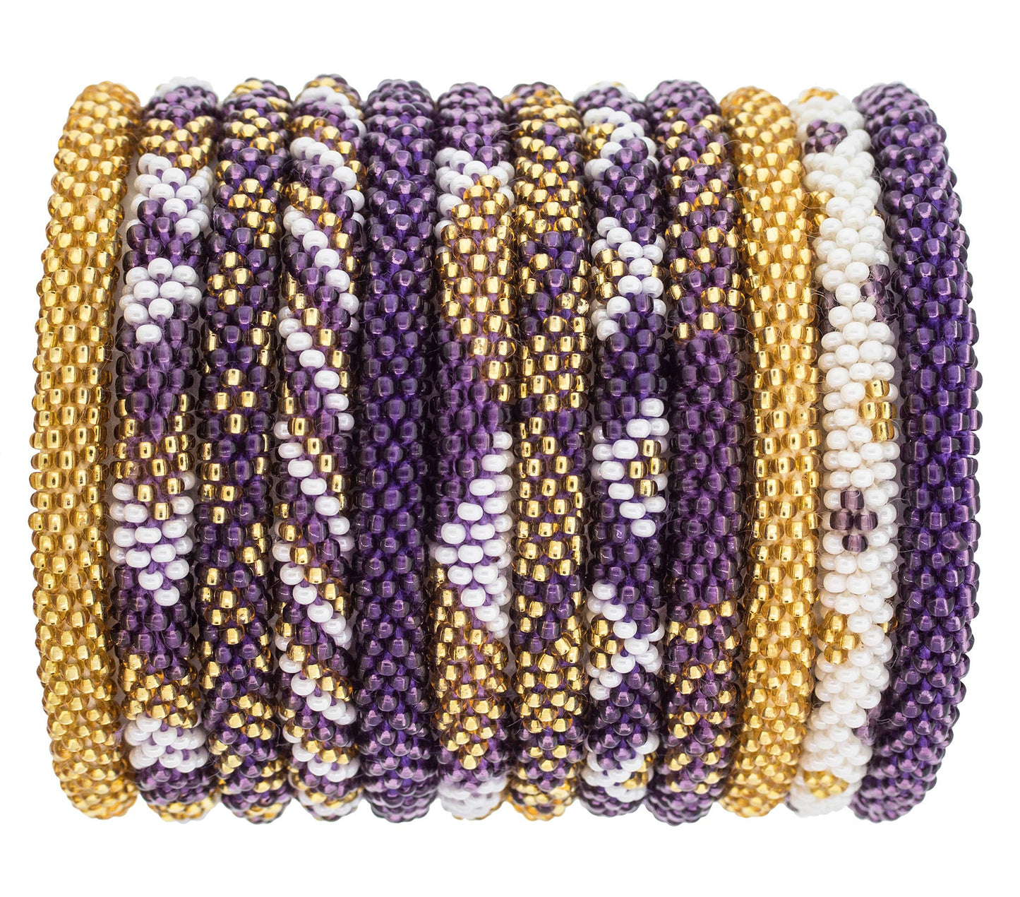 Roll-On® Game Day Bracelet Purple and Gold - Set of 12