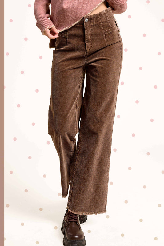 MCP4220-Mineral Washed High Waisted Wide Leg Corduroy Pants