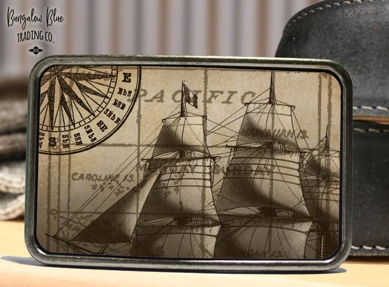 Vintage Nautical Ship Belt Buckle