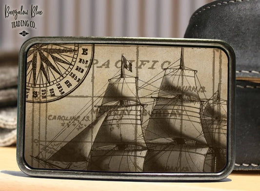 Vintage Nautical Ship Belt Buckle