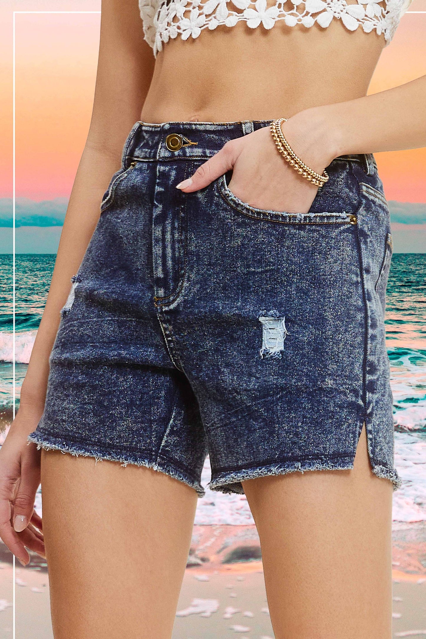 HCP4224-Basic Colored Denim Shorts Game Day Halloween
