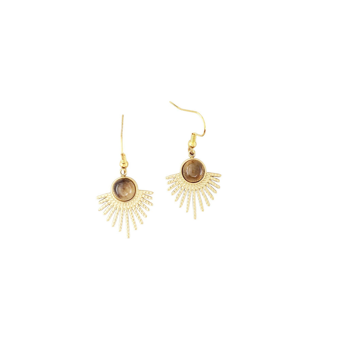 Tigers Eye Gold Plated Stainless Starburst Earrings