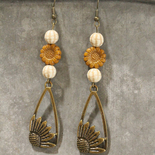 Growing Pumpkins & Sunflowers Dangle Earrings