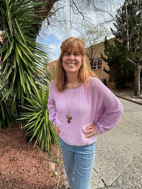 Lavender Crochet Knit Top