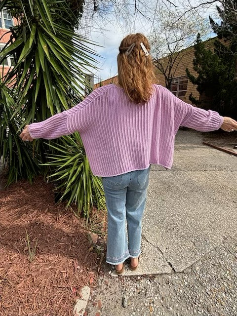 Lavender Crochet Knit Top