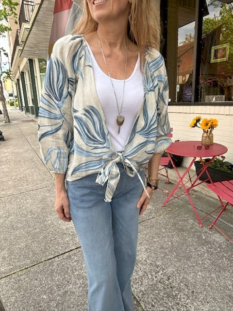 Printed Blouse Tie Front