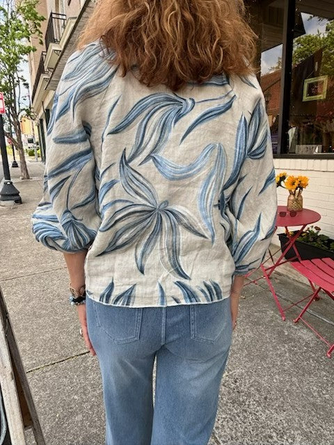 Printed Blouse Tie Front