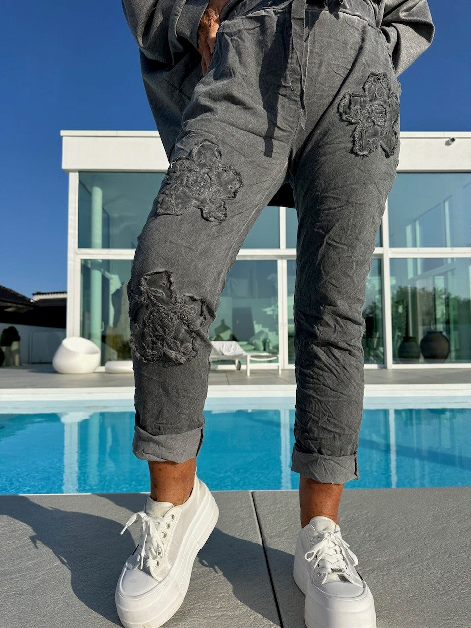 Patch Flower Pants