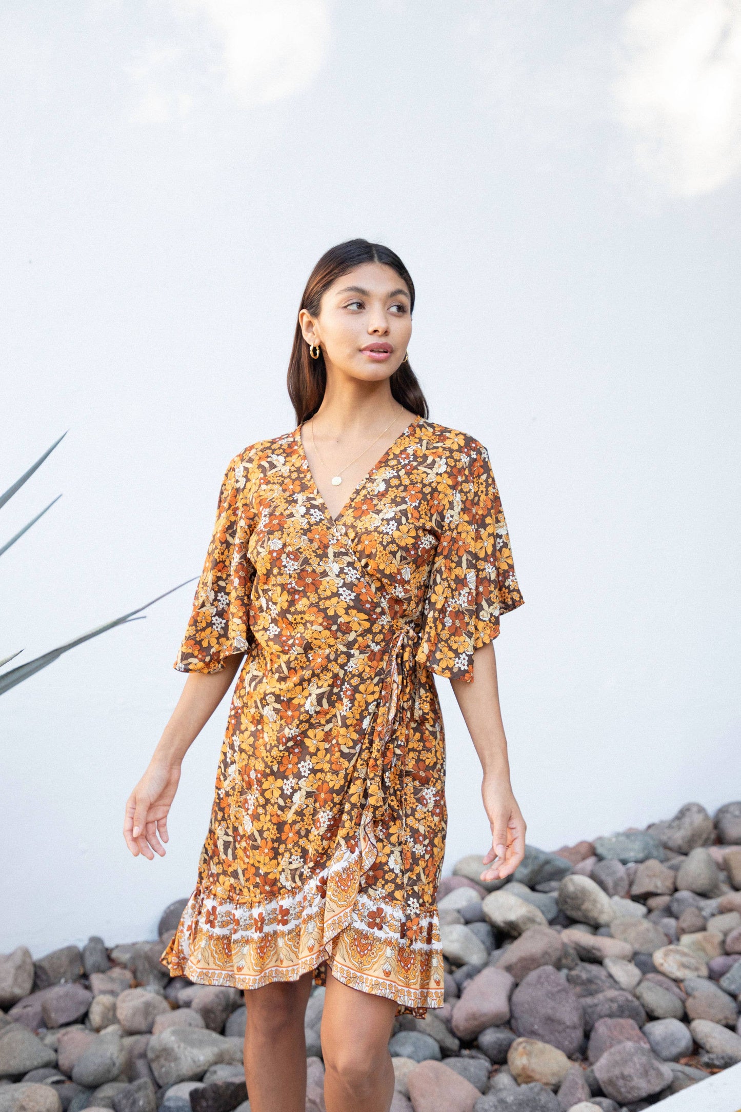 Priya Wrap Dress (Retro Brown)