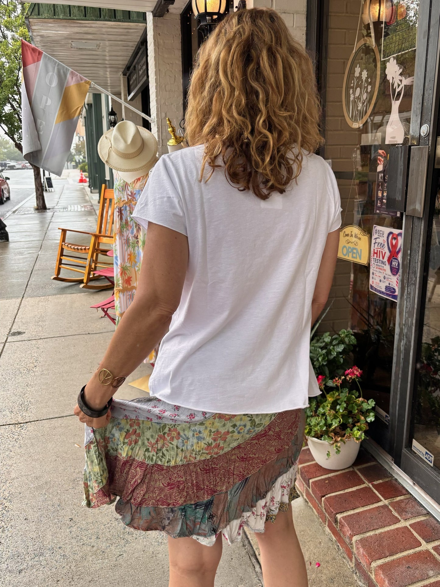 Grey Multi-Floral Boho Skirt