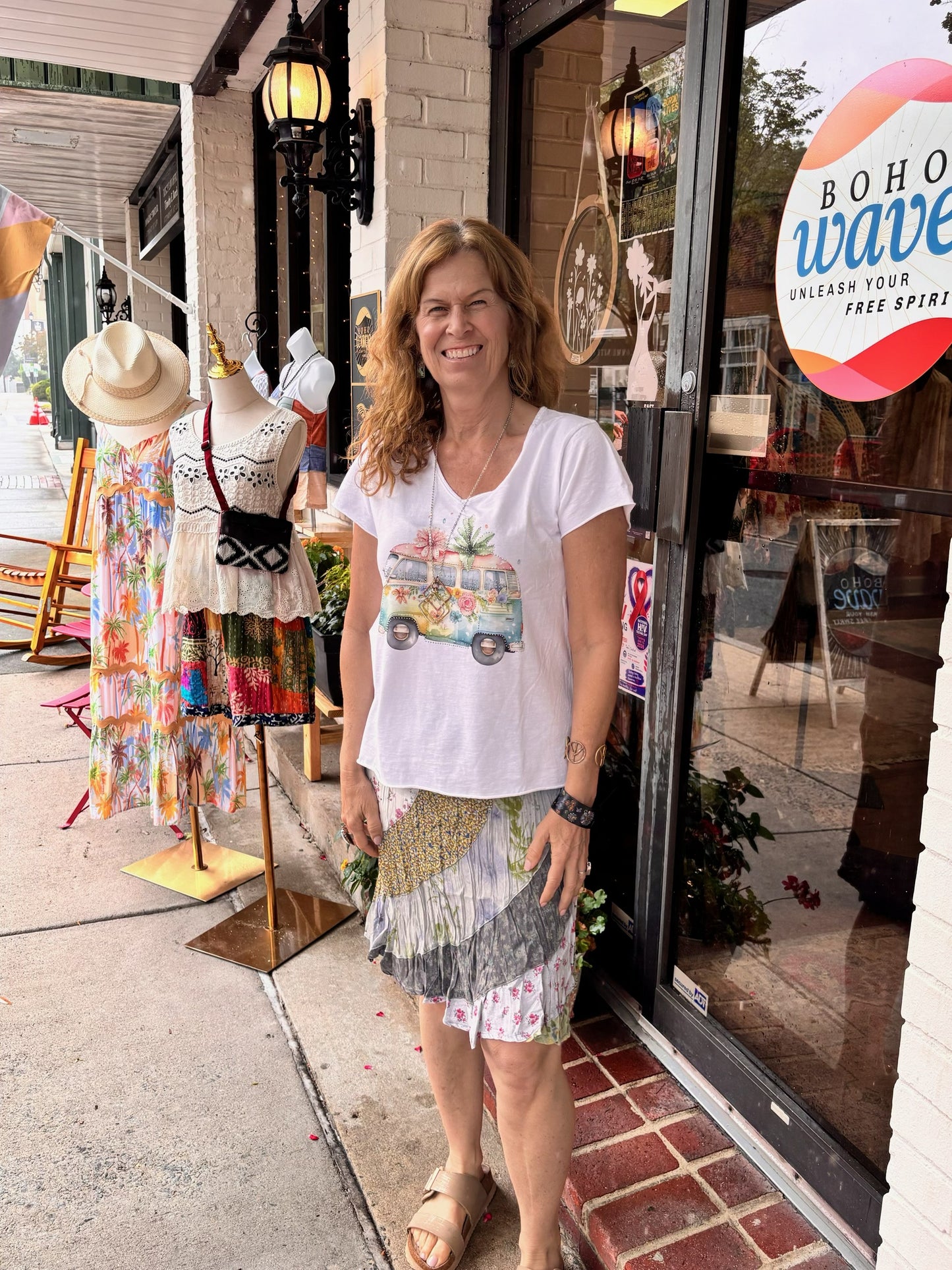Grey Multi-Floral Boho Skirt
