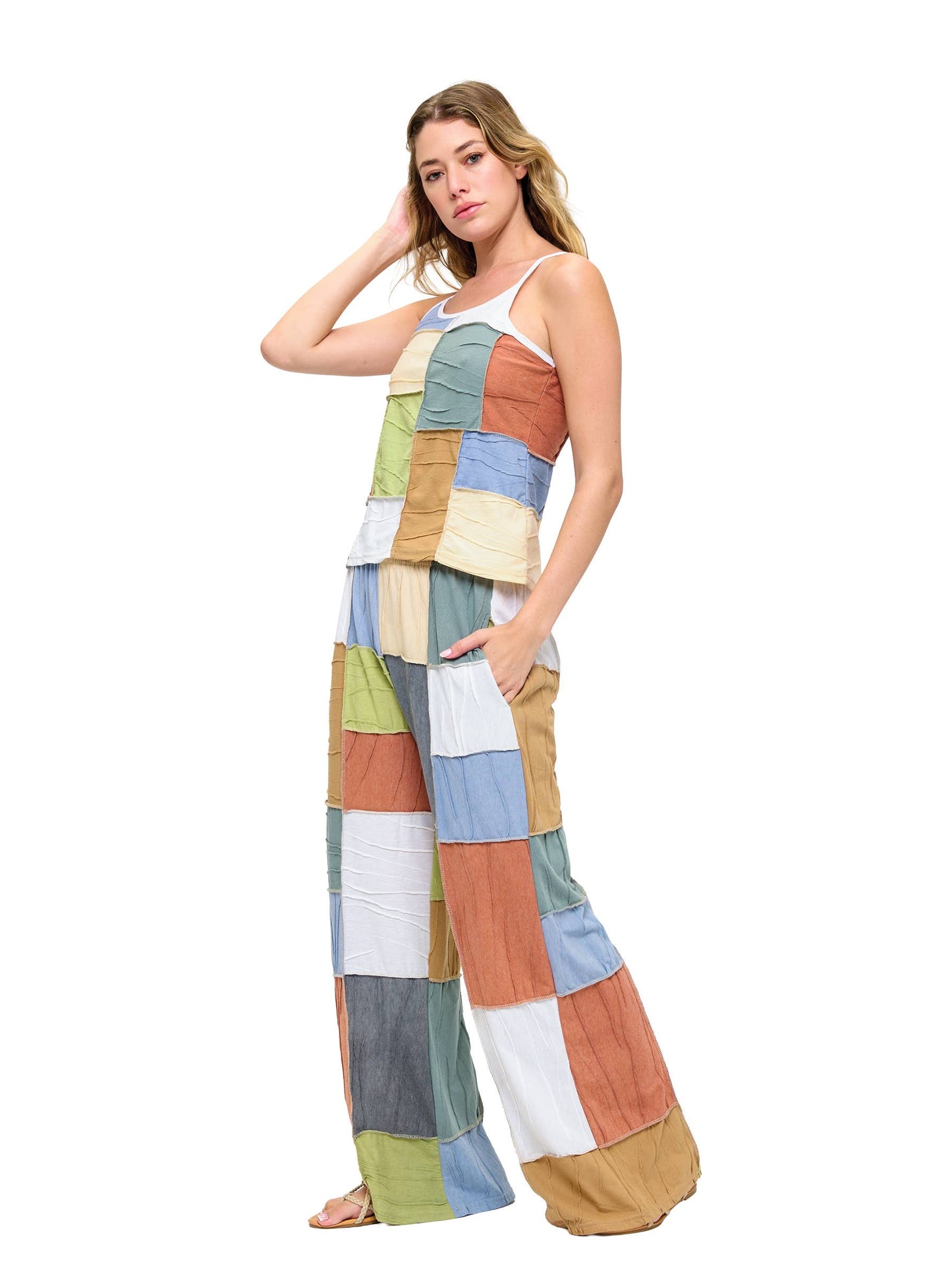 Boho Patchwork Textured Tank Top