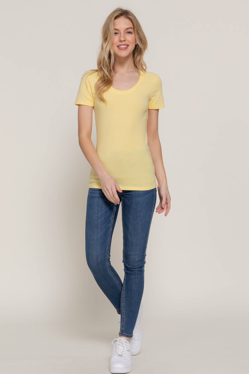 Short Sleeve Scoop Neck Cotton Jersey Top