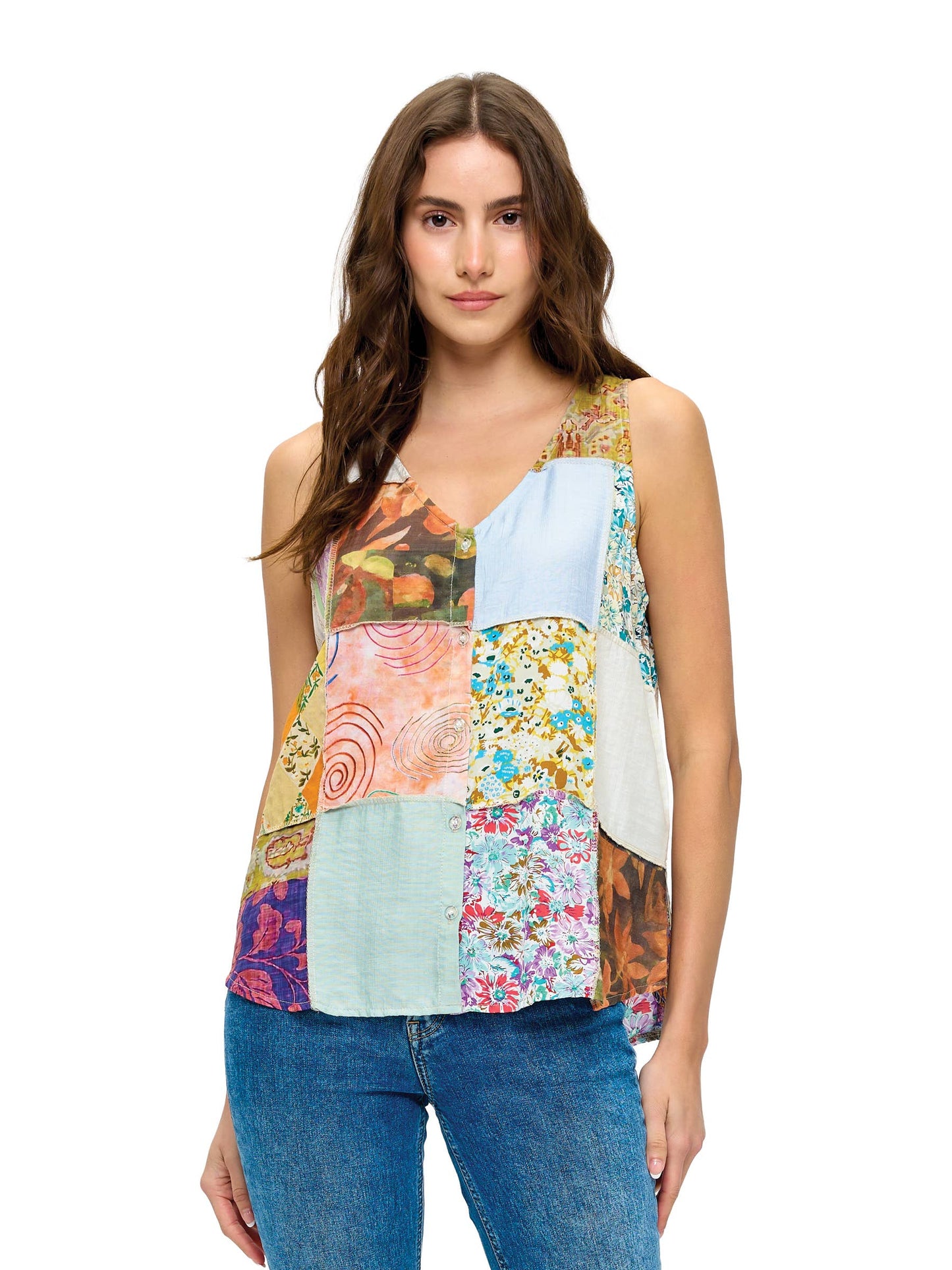 Boho Floral Patchwork Top