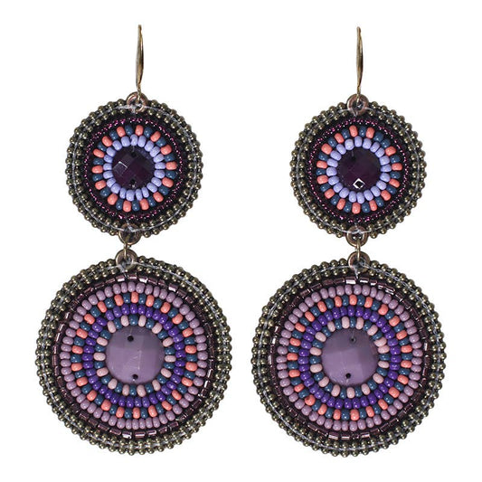 Seed Bead Earrings   Purple
