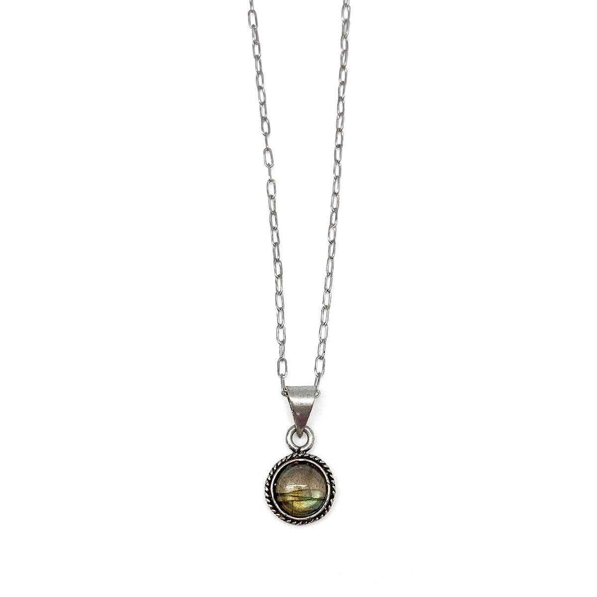 Handcrafted Semiprecious Small Stone Necklace - Labradorite