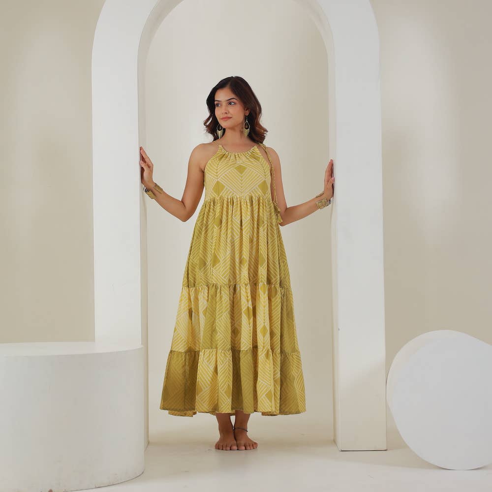 Shibori Hand-Dyed Maxi Dress (Udvita)