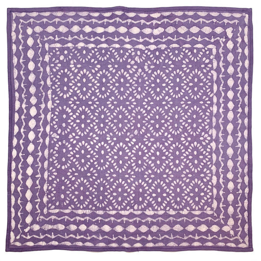 Block Printed Bandana - Purple Allover Small Shapes Design