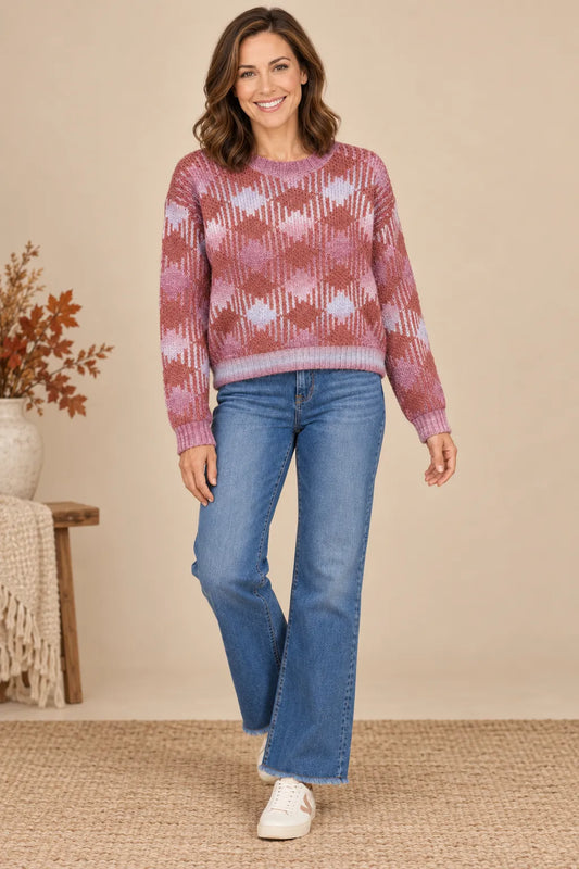 Plaid Drop Shoulder Sweater