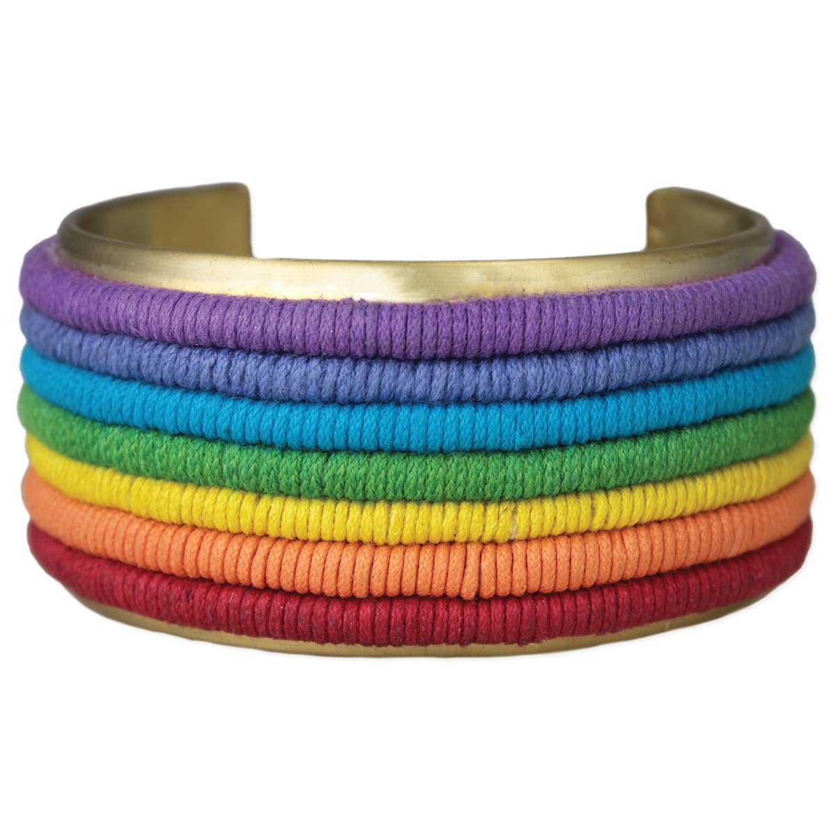 Rainbow Stripe Gold Cuff Bracelet