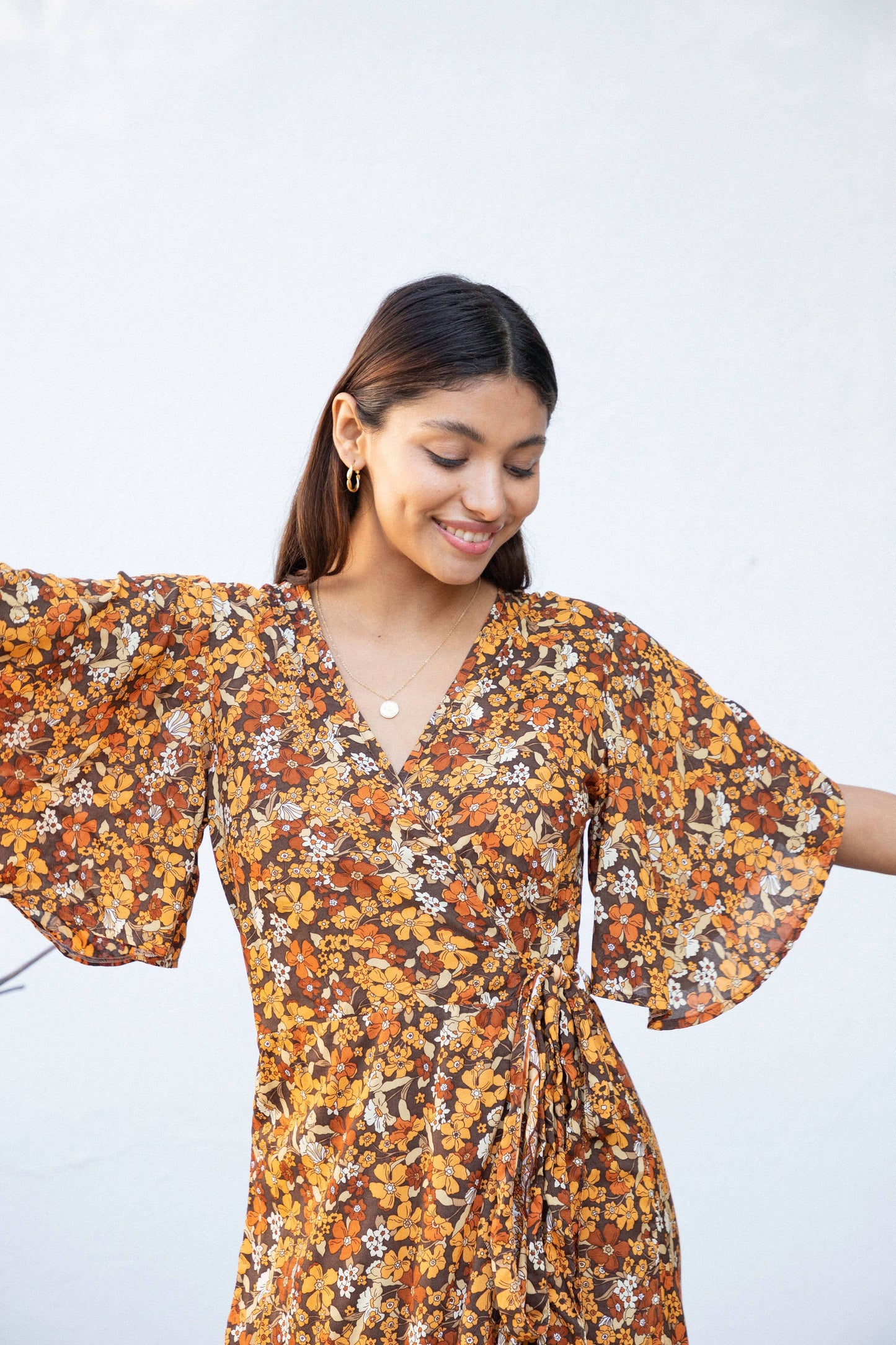 Priya Wrap Dress (Retro Brown)