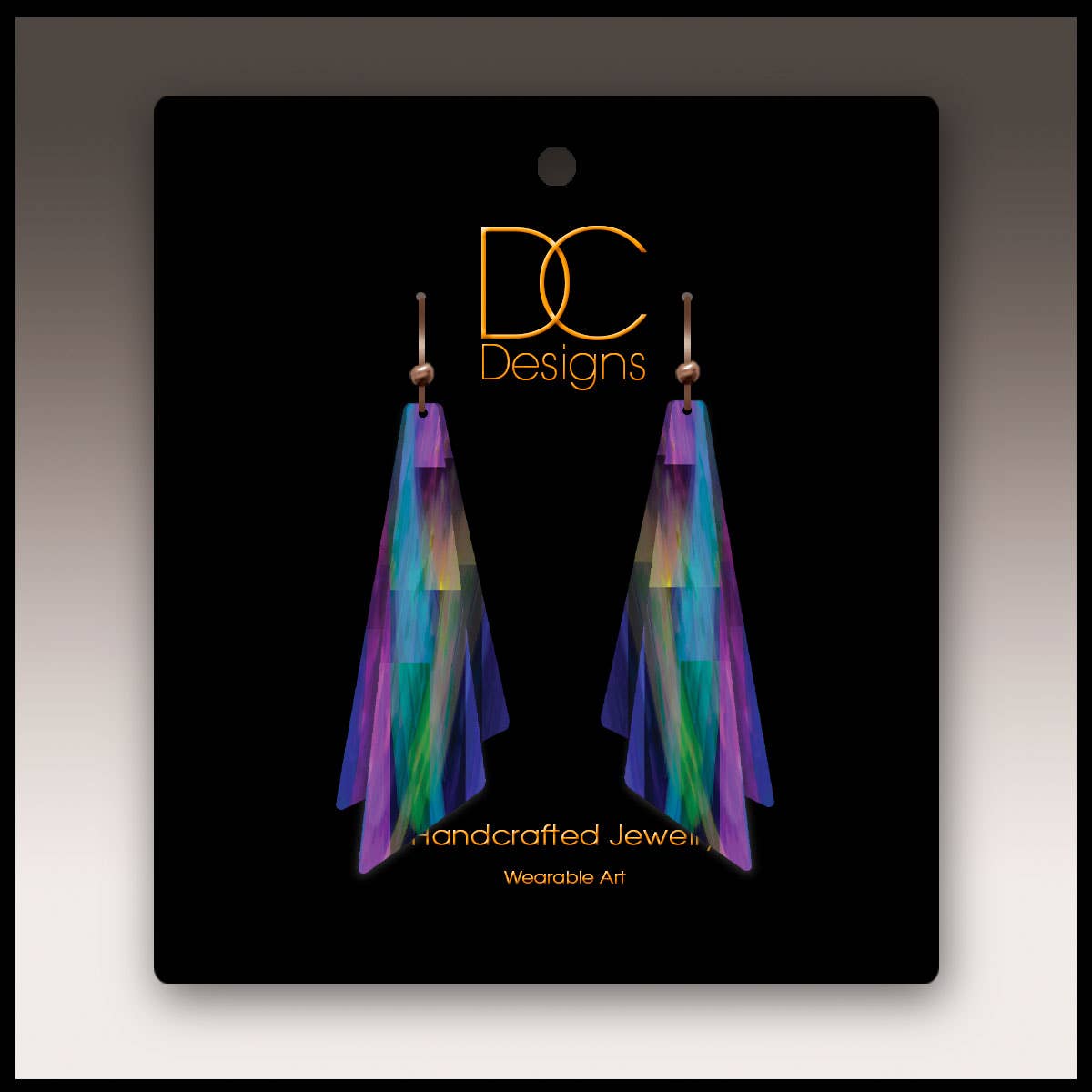 Purple Rainbow Abstract Wing Multilayer Earrings