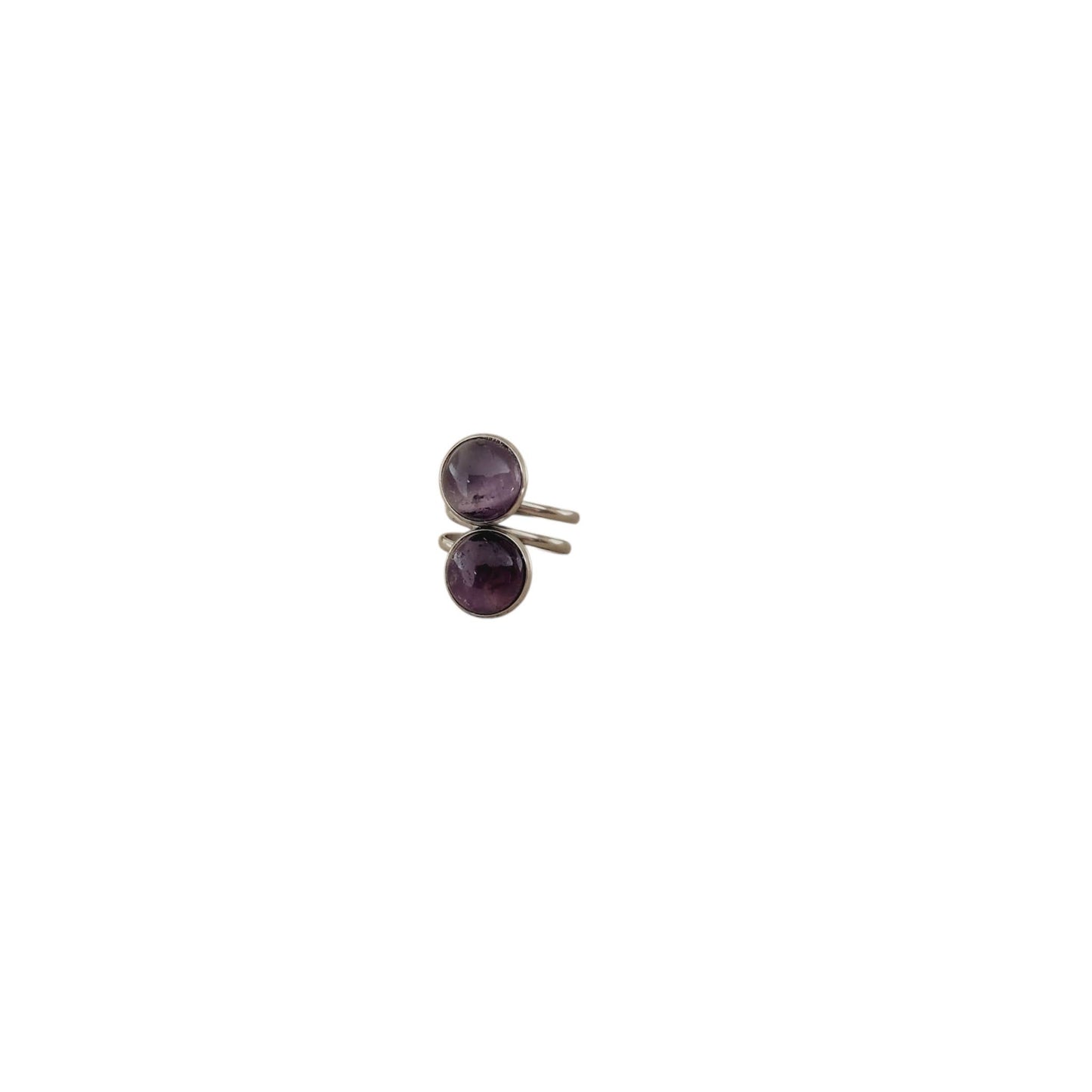 Amethyst & Stainless Adjustable Ring