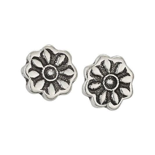 Stamped Flower Sterling Silver Earring