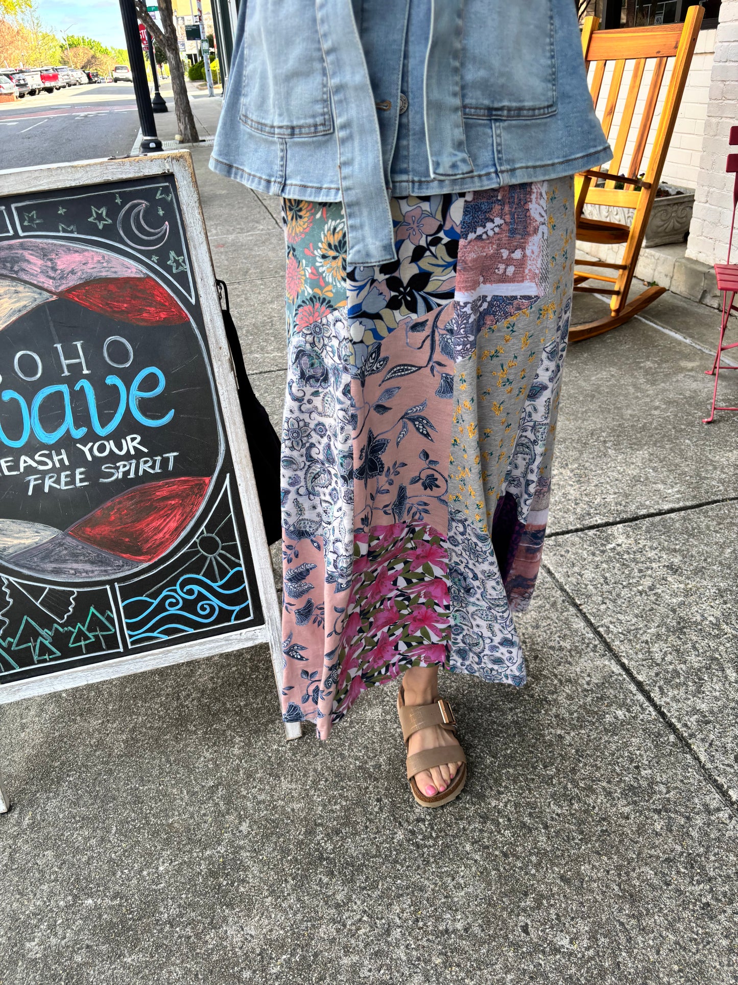 Printed Knit Patchwork Skirt